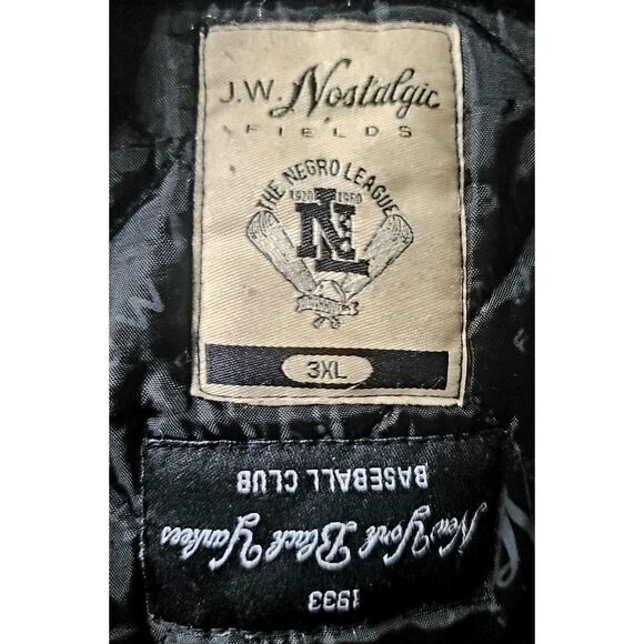N.Y. BLACK Yankees Vintage Wool Bomber J.W. Nostalgia 1933 Negro League Club - Picture 9 of 14